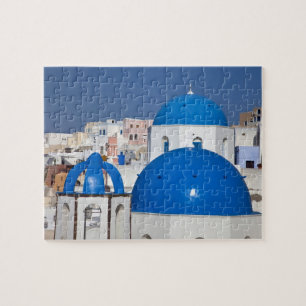 Puzzle Grèce, Santorin. Clocher et dômes bleus de