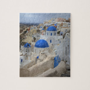Puzzle Grèce, Santorin. Tour Bell et dômes bleus de 3
