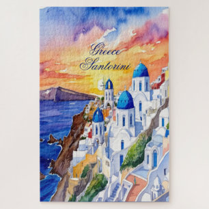 Puzzle Grèce Santorini Aquarelle Croquis mer Egée  