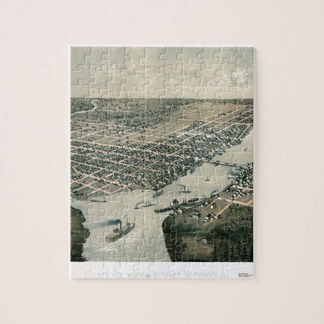 Puzzle Green Bay le Wisconsin 1867 (Vertical)