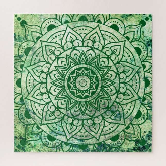 Puzzle Green Bohemian Ethnic Stylish Mandala  (Vertical)