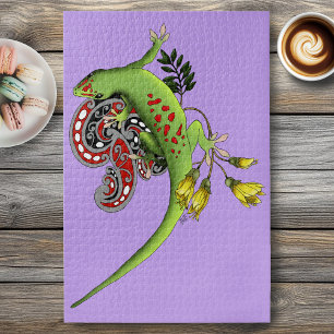 Puzzle Green Gecko Tribal Purple
