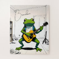 Grenouille cool jouer de la guitare dans le studio