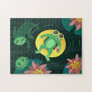 Puzzle Grenouille de natation Lunettes de soleil jaunes