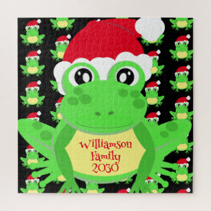 Puzzle Grenouille de Noël Santa Hat Motif Noir Nouveauté