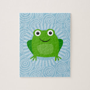 Puzzle Grenouille drôle - Froggy mignon sur le bleu