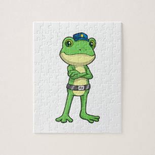 Puzzle Grenouille en policier avec chapeau de police