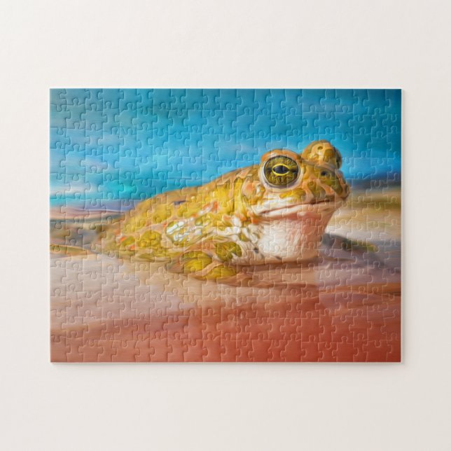 Puzzle Grenouille verte Amphibien dans la peinture photo  (Horizontal)