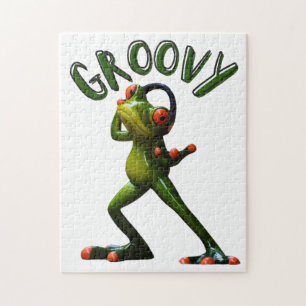 Puzzle Grenouille verte groovy