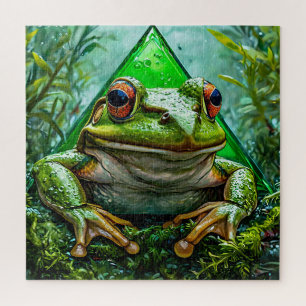 Puzzle Grenouille verte vibrante aux yeux saisissants