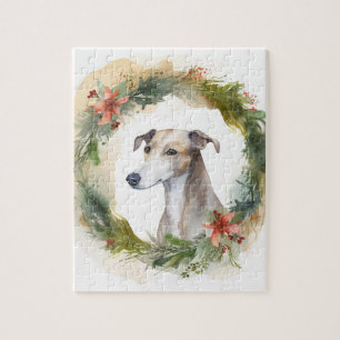 Puzzle Greyhound Christmas Wreath Festive Pup