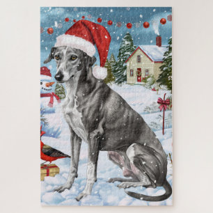 Puzzle Greyhound Noël en merveilleux monde d'hiver