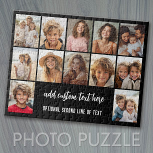 Puzzle Grille de collage de 12 photos - 2 zones de texte