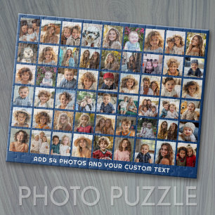 Puzzle Grille de collage photo 54 carrés avec texte - ble