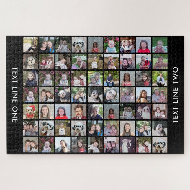 Puzzle Grille de collage photo de 63 Carrés avec texte -  (Horizontal)