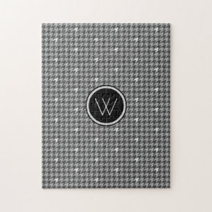 Puzzle Gris avec pointe d'argent Houndstooth