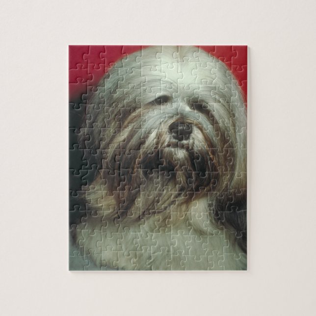 Puzzle gris de chien de Lhasa Apso (Vertical)