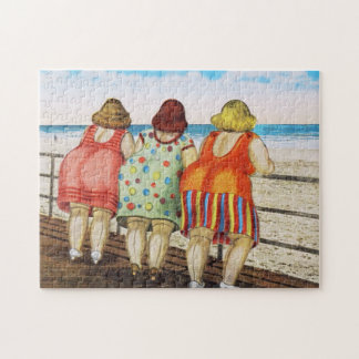 Puzzle Grosses filles basées vintages à la plage