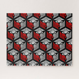 Puzzle Grues japonaises, rouge, gris / gris / noir