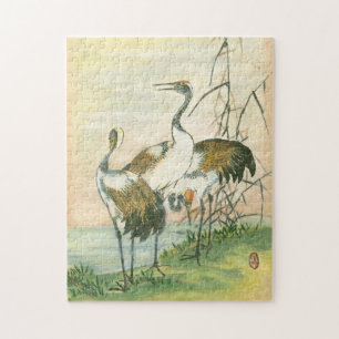 Puzzle Grues orientales au bord de l'eau