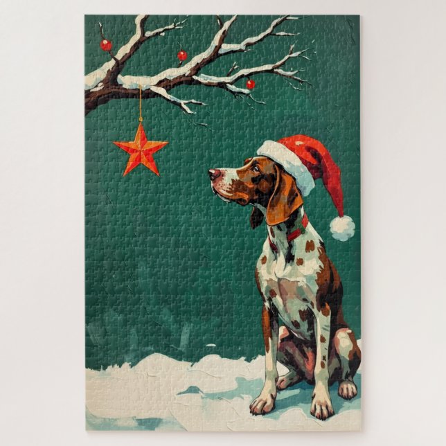 Puzzle GSP Pointing at the Christmas Star Hat (Vertical)