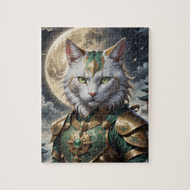 Puzzle Guerrier épique de chat blindé (Vertical)