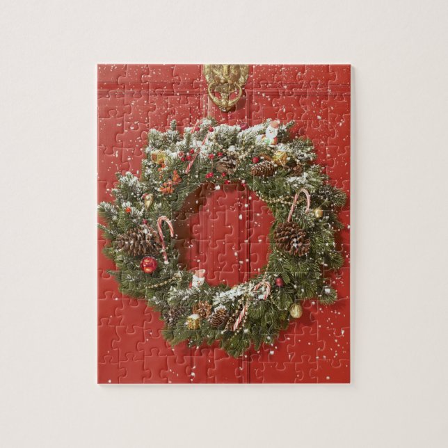 Puzzle Guirlande de Noël accrochant sur une porte (Vertical)