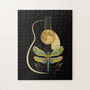 Puzzle Guitare acoustique Musique des libellules artistiq