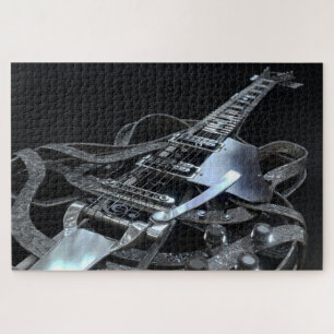 Puzzle Guitare électrique gris argenté