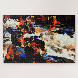 Puzzle guitariste abstrait
