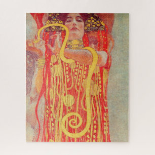 Puzzle Gustav Klimt Femme Rouge Peinture de Serpent en Or