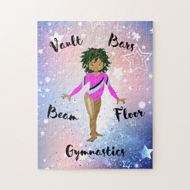 Puzzle Gym Star Hispanique, Yeux Brown, Fuchsia Leotard (Vertical)