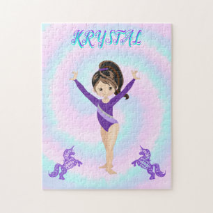 Puzzle Gymnastique et poneys violets personnalisés