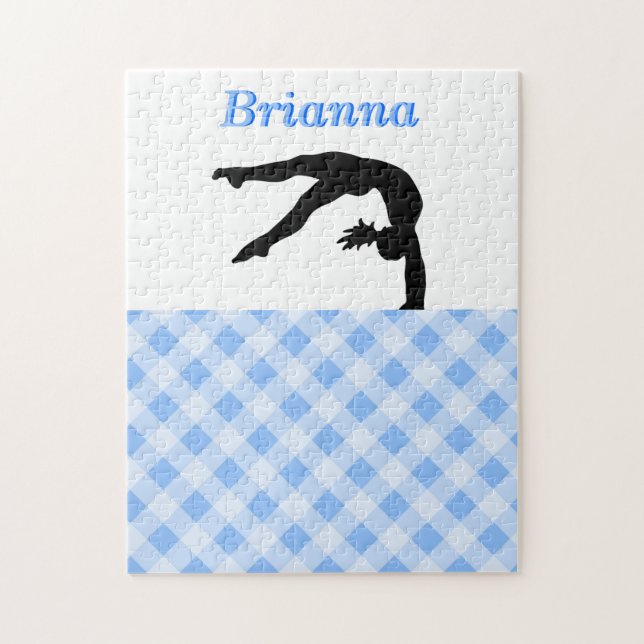 Puzzle Gymnastique Fille Blissful en Bleu Personnalisé (Vertical)
