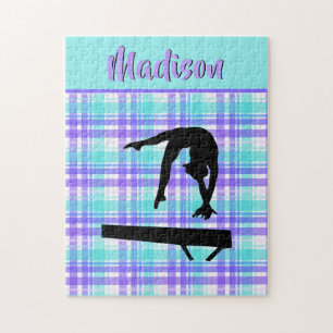 Puzzle Gymnastique Girl Lilac Purple et Aqua Personnalisé
