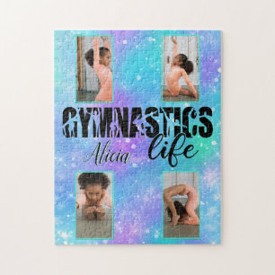 Puzzle Gymnastique Life Pastel Nom personnalisé & 4 Photo