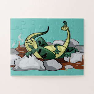 Puzzle Hadrosaurus Se Détendre Dans Un Jacuzzi.