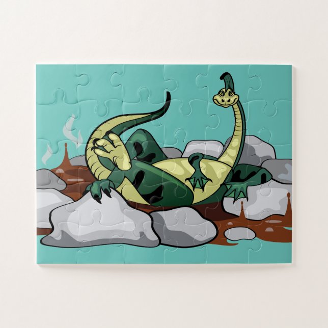 Puzzle Hadrosaurus Se Détendre Dans Un Jacuzzi. (Horizontal)
