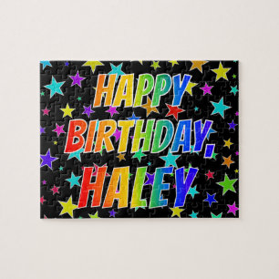 Puzzle "HALEY" Prénom, amusant "HEUREUX ANNIVERSAIRE"