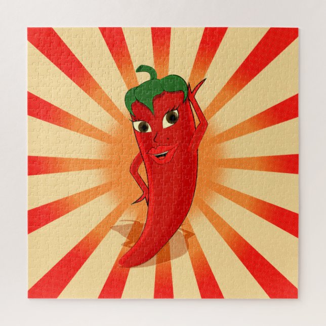 Puzzle Halftones Newsprint Red Pepper Diva (Vertical)