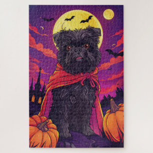 Puzzle Halloween Affenpinscher Vampire Citrouilles Épouva