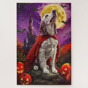 Puzzle Halloween Anglais Setter Vampire Citrouille effroi