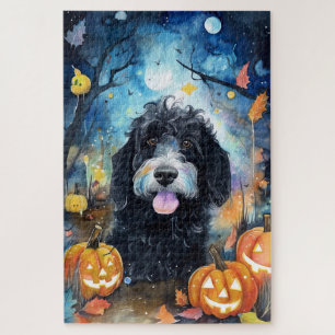 Puzzle Halloween Bernedoodle Avec La Peur Citrouille