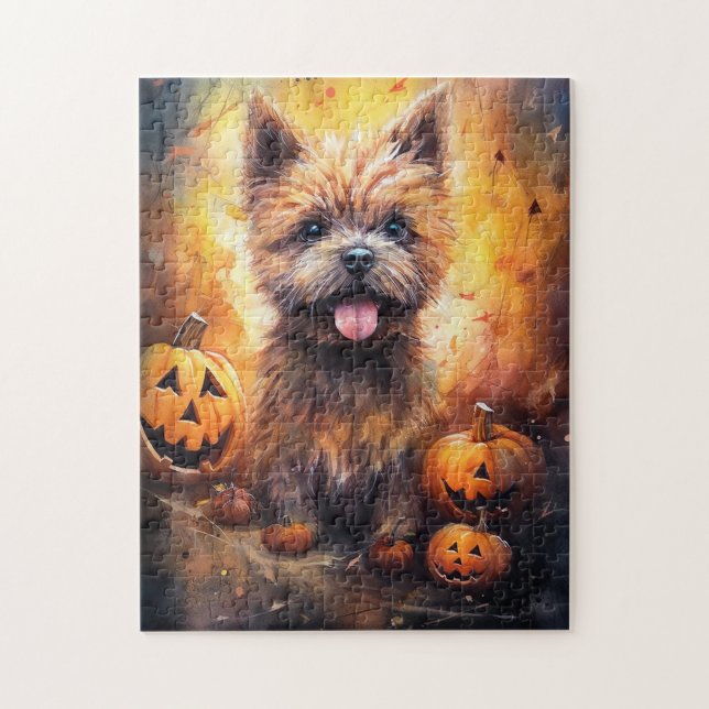 Puzzle Halloween Cairn Terrier Avec La Peur Citrouille (Vertical)