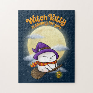 Puzzle Halloween Chat Witch Kitty