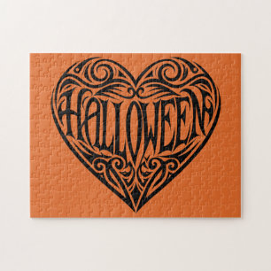Puzzle Halloween cœur, Cœur noir, Vacances