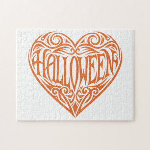 Puzzle Halloween Cœur, Cœur Orange, Vacances