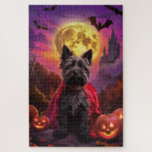 Puzzle Halloween écossais Terrier Vampire Citrouille effr