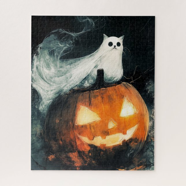 Puzzle Halloween GhostCat et Jack-o'-lantern (Vertical)