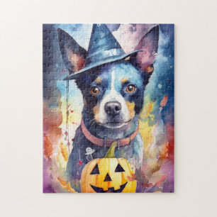 Puzzle Halloween Hélicoptère Bleu Avec La Peur Citrouille